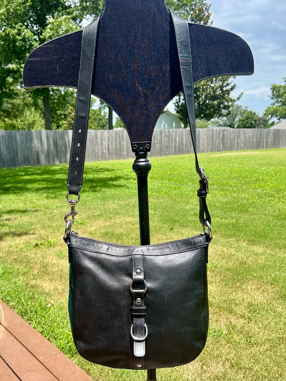 Coach Y2K Chelsea Black Leather Convertible Hobo Shoulder Bag EUC